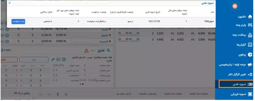 اعمال تسویه نقدی قراردادهای آپشن